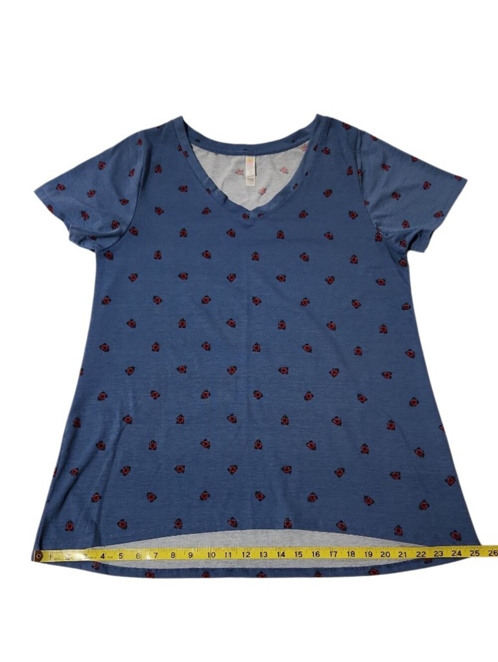 LuLaRoe Blue Tossed Tea Rose Floral Christy T (XL) - Picture 7 of 13